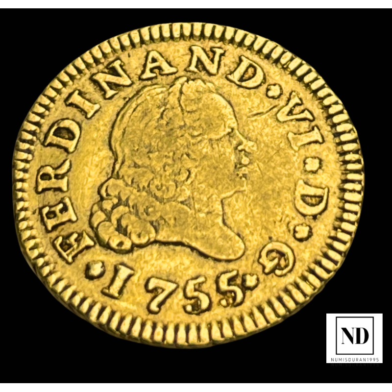 1/2 Escudo de Fernando VI - 1755 - Madrid - 1,73g Au