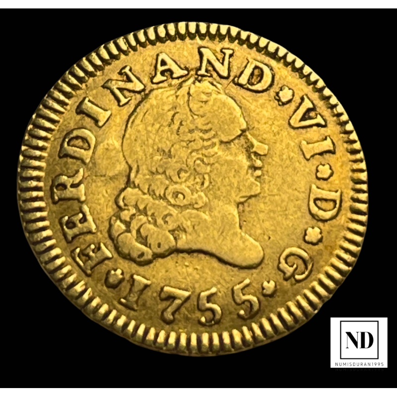 1/2 Escudo de Fernando VI - 1755 - Madrid - 1,75g Au