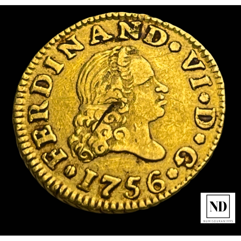 1/2 Escudo de Fernando VI - 1756 - Madrid -  1,75g Au