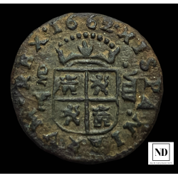 8 maravedís de Felipe IV - 1662 - Madrid - 1,73g Cu