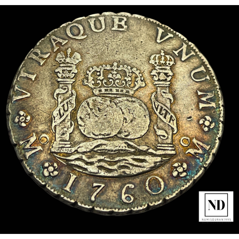 8 Reales de Carlos III - 1760 - México - 26,87g Ag