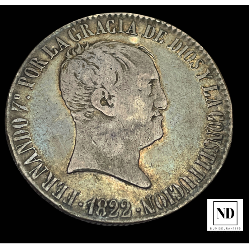 20 Reales de Fernando VII - 1822 - Madrid - 26,65g Ag