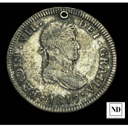 2 Reales de Fernando VII - Guatemala - 1817 - 6,32g Ag