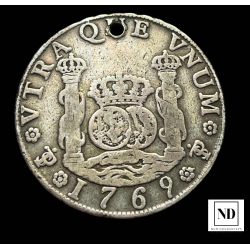 4 reales Columnarios de Carlos III - 1769 - Potosí - 13,10g Ag