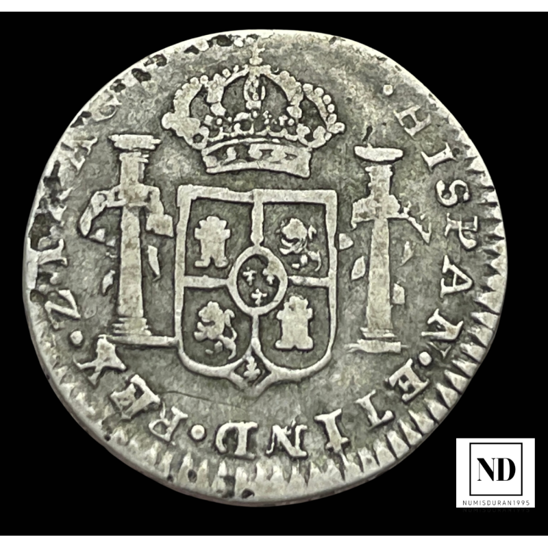 Real de Fernando VII - 1822 - Zacatecas - 3,31g Ag