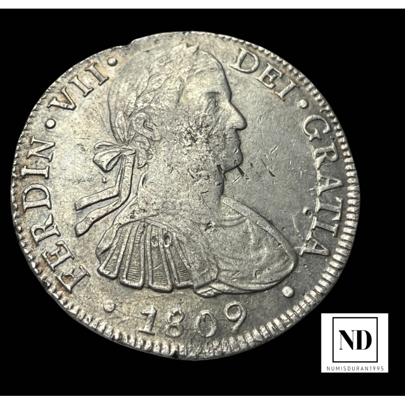 8 Reales de Fernando VII - 1809 - México - 26,74g Ag