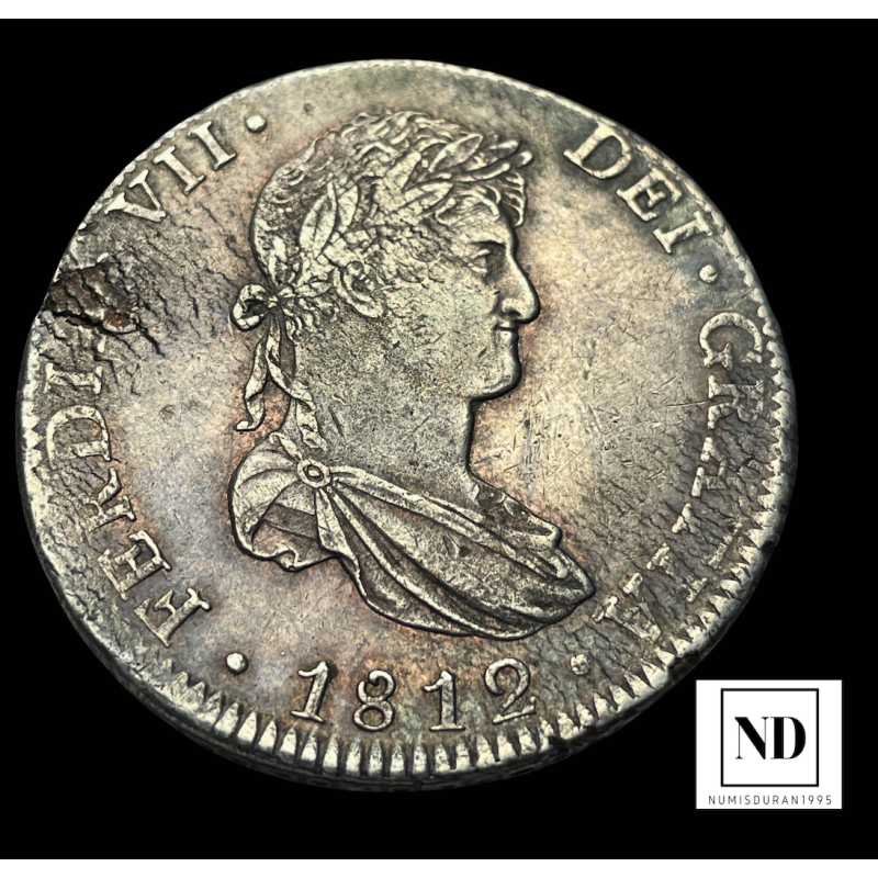 8 Reales de Fernando VII - 1812 - México - 26.98g Ag