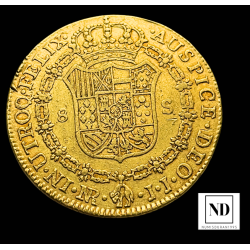 8 escudos de Carlos III - 1778 - Santa Fe de Nuevo Reino - 26,92g Au