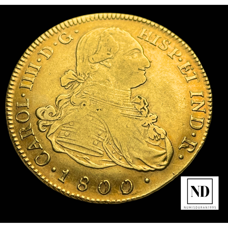 8 Escudos de Carlos IV - 1800 - Popayán - 26,87g Au