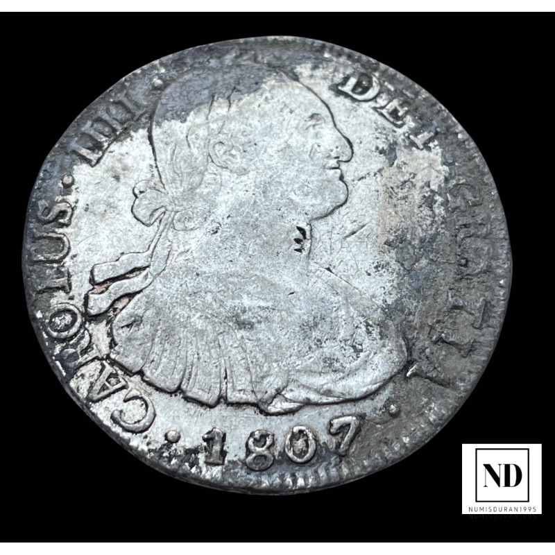 8 Reales de Carlos IV - Potosí? - 1807 - 26,67g Ag