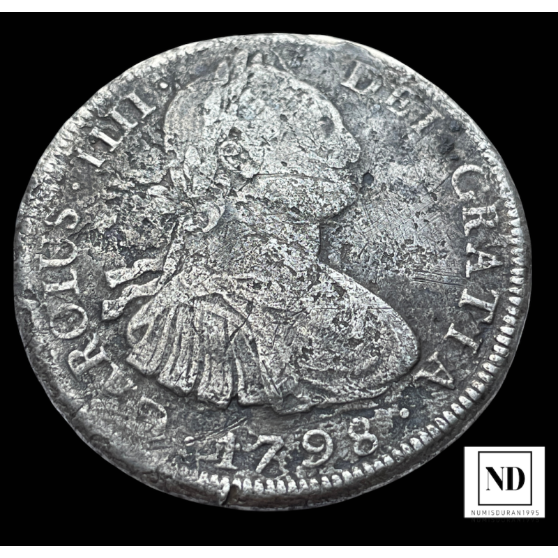 8 Reales de Carlos IV - Potosí - 1798 - 25,90g Ag