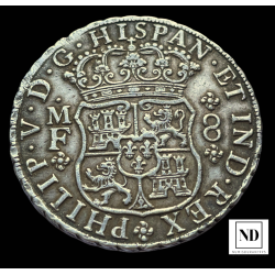 8 Reales columnarios de Felipe V - 1743 - México - 27,04g Ag