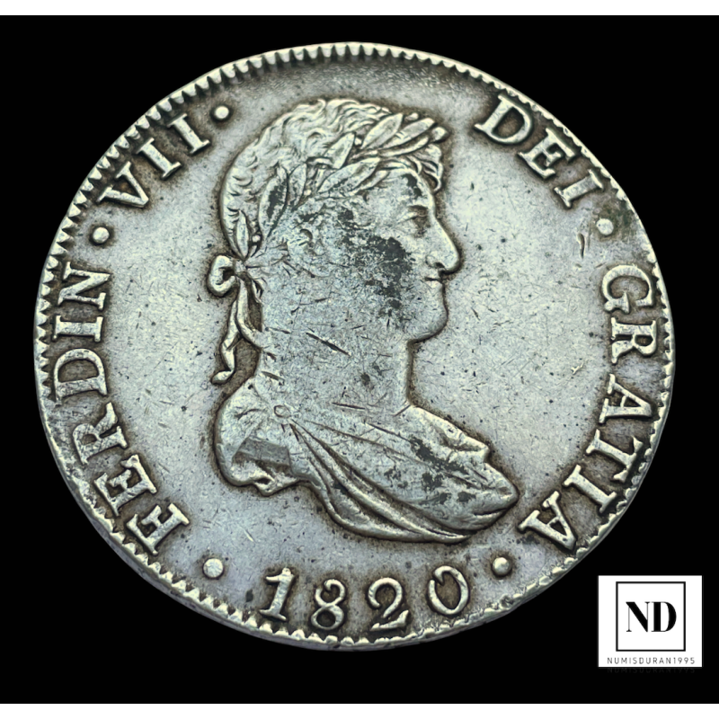 8 Reales de Fernando VII - México - 1820 - 27g Ag