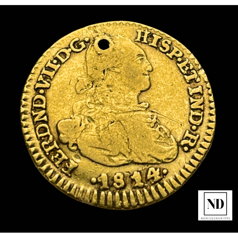 1 Escudo de Fernando VII - Nuevo Reino - 1814 - 3,30g Au