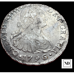 8 Reales de Carlos IV - 1796 - Lima - 27,32g Ag