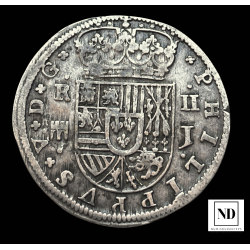 2 Reales de Felipe V - 1717 - Segovia - 4,33g Ag