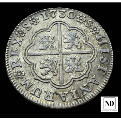 2 Reales de Felipe V - 1730 - Sevilla - 5,93g Ag