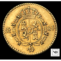 1/2 Escudo de Fenando VII - 1817 - Madrid - 1,77g Au