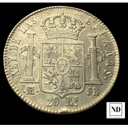 20 Reales de Fernando VII - 1823 - Madrid - 26,79g ag