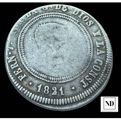 10 Reales resellados de Fernando VII - 1821 - Bilbao - 12,85g Ag