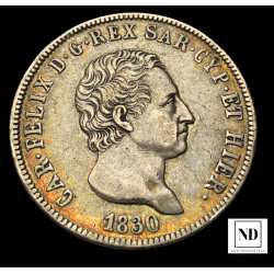 5 Liras de Carlos Felix - 1830 - 24,78g Ag