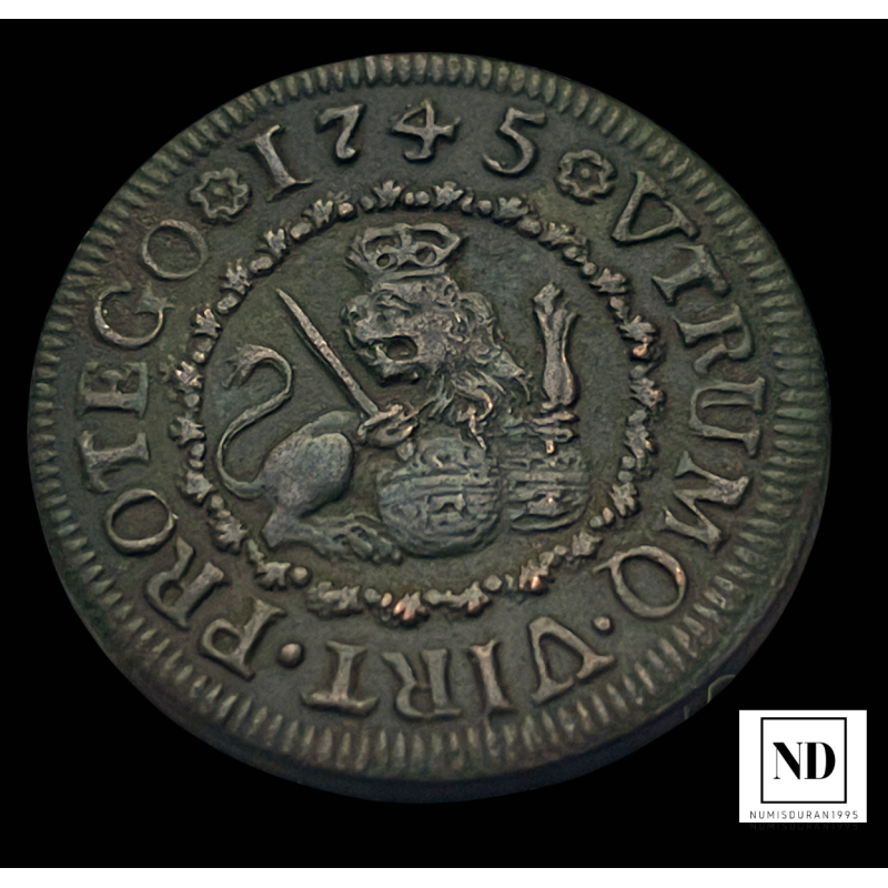 2 maravedís de Felipe V - 1745 - Segovia - 3,45g Cu