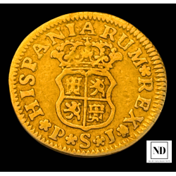 1/2 Escudo de Felipe V - 1744 - Sevilla-  1,72g Au