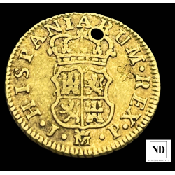 1/2 escudo de Carlos III - 1764 - Madrid (cara rata) - 1,72g Au